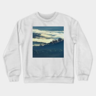 Mountains Covered In Fog, Landscape Photography, Forest Art, Cloudy Sky Crewneck Sweatshirt